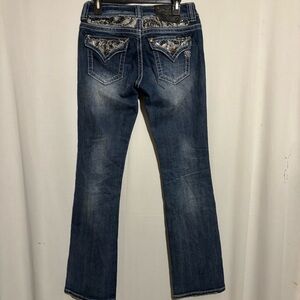 Miss Me Blue Denim Jeans size 27 with Embellished Sequined Studded Pockets
